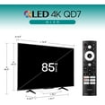 thumbnail image 3 of Hisense 85-Inch Class QD7 Series QLED 4K UHD Google Smart TV (85QD75N) - QLED, Native 144Hz, Motion Rate 240, Direct Full Array, Game Mode Pro, Alexa Compatibility, 3-Year Manufacturer's Warranty, 3 of 11