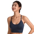thumbnail image 5 of Baywell Women's Y Back Sports Bras Spaghetti Strap A–D Cups Low Impact Racerback Padded Yoga Running Workout Bra Blue S-2XL, 5 of 10