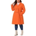 thumbnail image 2 of Agnes Orinda Women's Plus Size St. Patrick's Day Long Coats Notched Lapel Double Breasted Winter Coat with Pockets 4X Orange, 2 of 6