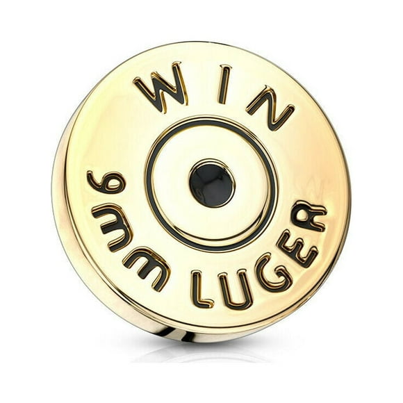 BodyJewelryOnline Dermal Top Body Piercing Bullet Back 9mm Lugger Casing Design Surgical Steel 14g