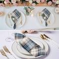 thumbnail image 2 of Blue Brown Plaid Cloth Napkins, Vintage Abstract Stripes Lattice Washable and Reusable Dinner Napkins Set of 6, Table Napkin for Kitchen Party Birthday Wedding Hotel Housewarming 20"x20", 2 of 8