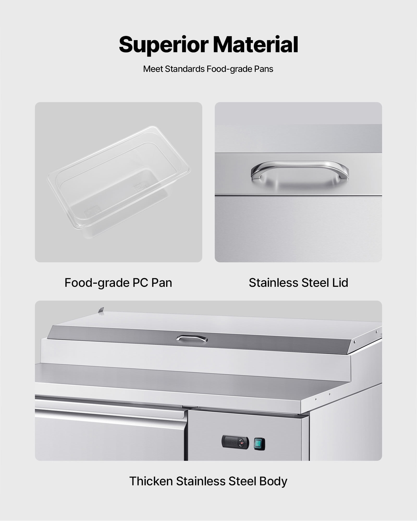 VEVOR Commercial Refrigerator, 44" W Pizza Prep Refrigerated Table, 20" Ultra Wide Countertop Food Prep Worktable,11 Cu.Ft Single Door Salad Prep Fridge,6 Pans