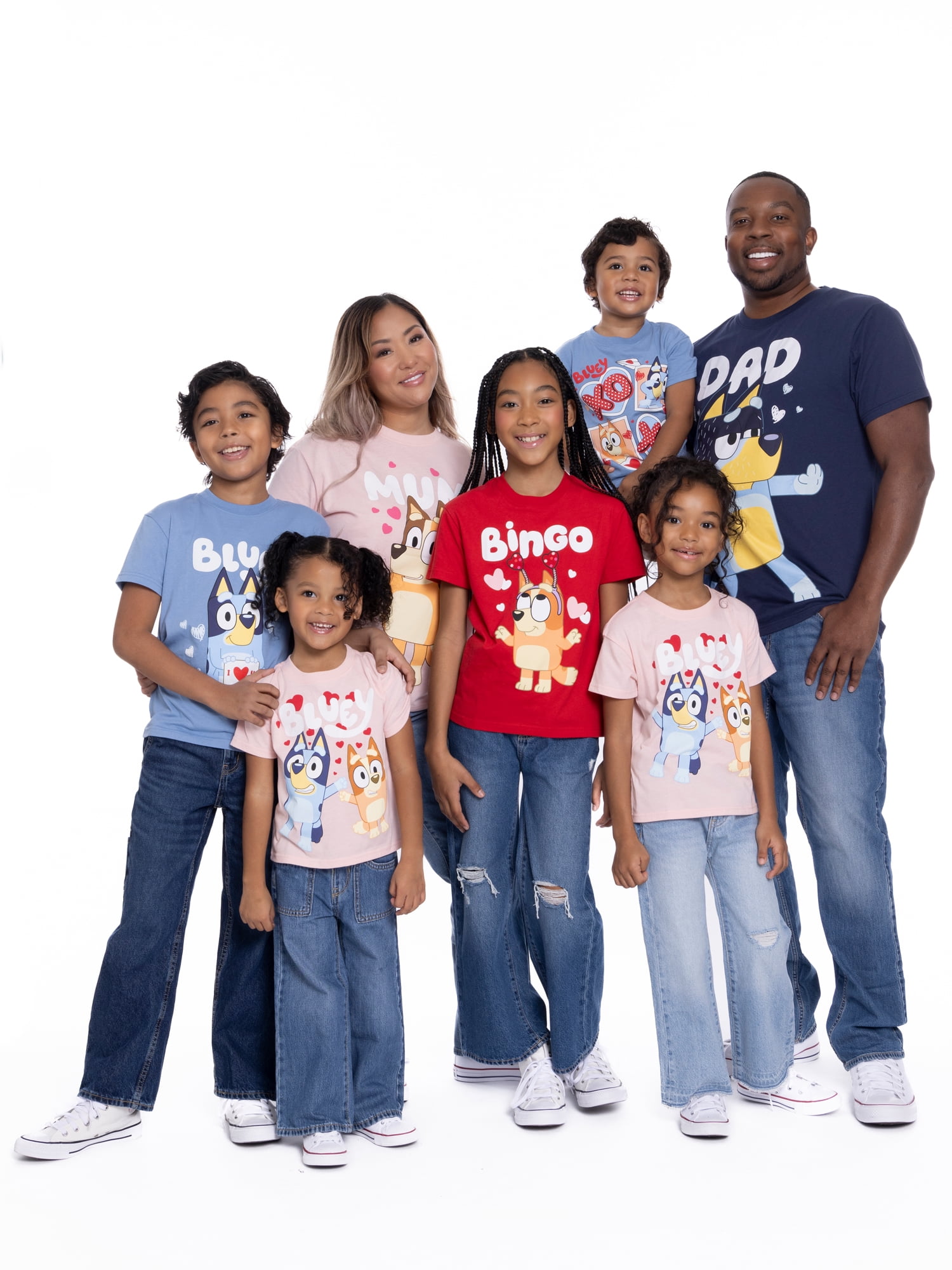 Bluey Bingo Kids Family Valentine's Day Short Sleeve T-Shirt, Sizes 4-16