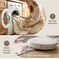 thumbnail image 5 of ODIKA 9'x12' Washable Area Rug Purple Delicate Beige Cluster Ribbon Motif Botanical Border Pink for Master Suite, California King, Under Bed, Non-Shedding, Easy Care, 5 of 7