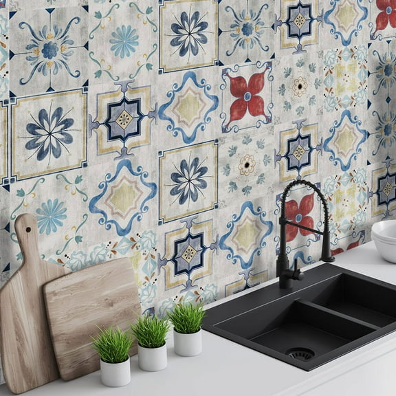 24 PCS - Peel and Stick Backsplash Tile, Glossy Wall Stickers Tiles Waterproof Oil Proof Removable Decals for Bathroom & Kitchen Backsplash