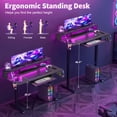 thumbnail image 3 of Sioweci Standing Desk with Shelf, 48 Inch Height Adjustable Desk with Keyboard Tray, Sit Stand up Table with Monitor Stand, USB Charging Port, Rgb Light Strip, Cup Holder, Headphone Hook, 3 of 11
