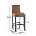thumbnail image 3 of Christopher Knight Home Transitional 30.75" PU Upholstered Bar Stools with Solid Wood Frame, Brown, Set of 2, 3 of 12