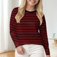 thumbnail image 2 of GEWSEY Striped Shirt Women Long Sleeve Shirts for Women 2025 Boat Neck Casual Basic Tshirt Fall Tops Fitted Ladies Blouses ( Red, M), 2 of 4