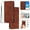 Brown, variant on Feishell for Samsung Galaxy S26 Edge Wallet Case with Wrist Strap,Love Heart Pattern Embossed Plain PU Leather Magnetic Clasp [RFID Blocking] Credit Card Slots Folio Flip Kickstand Phone Cover,Red