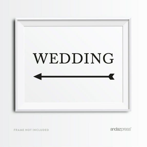 Wedding Formal Black & White Wedding Party Directional Signs, Double-Sided