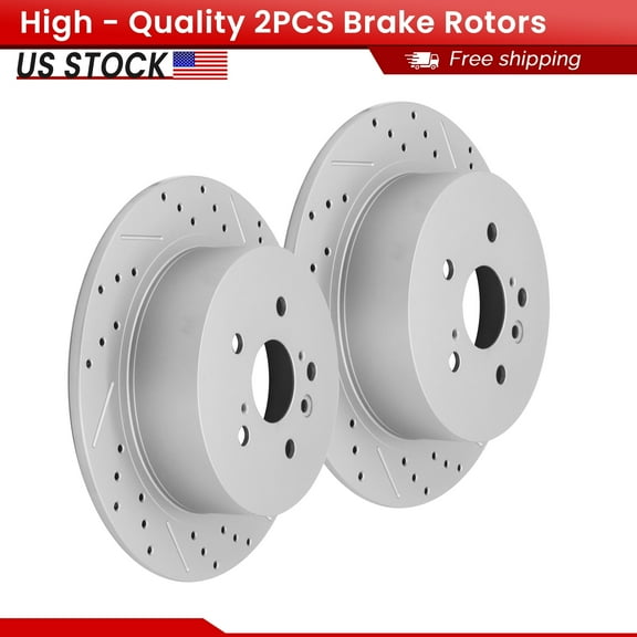 ACB ZONE 2PCS Rear Brake Rotors Set, Drilled & Slotted Disc Rotors Kit for Toyota Highlander 2008-2013 All Models 2014 Hybrid Only