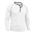 thumbnail image 5 of Bainana Long Sleeve Henley Shirts For Men Crew Neck Soft Moisture Wicking T-Shirt Solid Color Regular Fit Everyday Wear Basic Tops Size S, 5 of 8