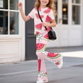 thumbnail image 5 of Kogui Girls 2 Piece Set Teen Girls Clothes Short Sleeve Graphic T-Shirt Top + Pants 2 Piece Outfit Set Size 11-12 (Watermelon Red,11-12 Years), 5 of 8