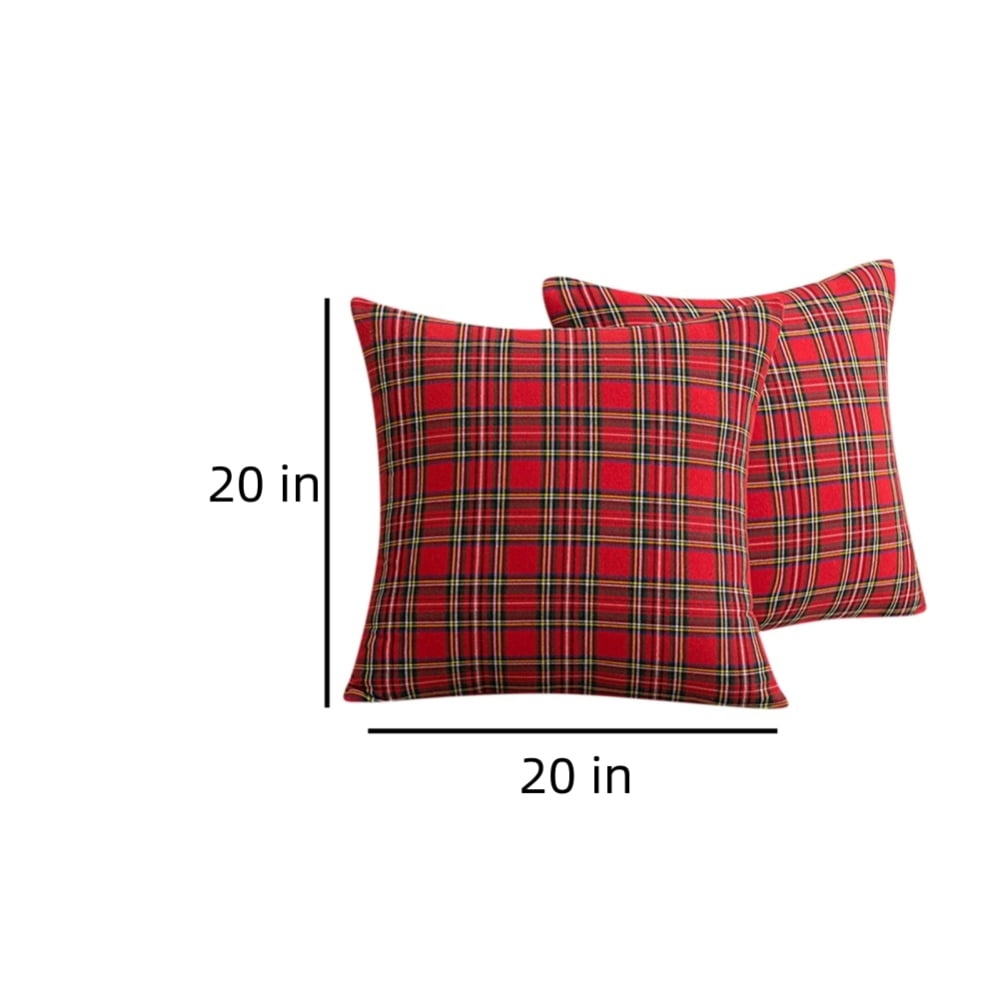 Christmas Pillow Cover 20x20 Set of 4 - Red Tartan Checkered Throw Pillow Cover, Farmhouse Buffalo Plaid Xmas Decorative Cushion Case for Couch Sofa, Christmas Holiday Decor