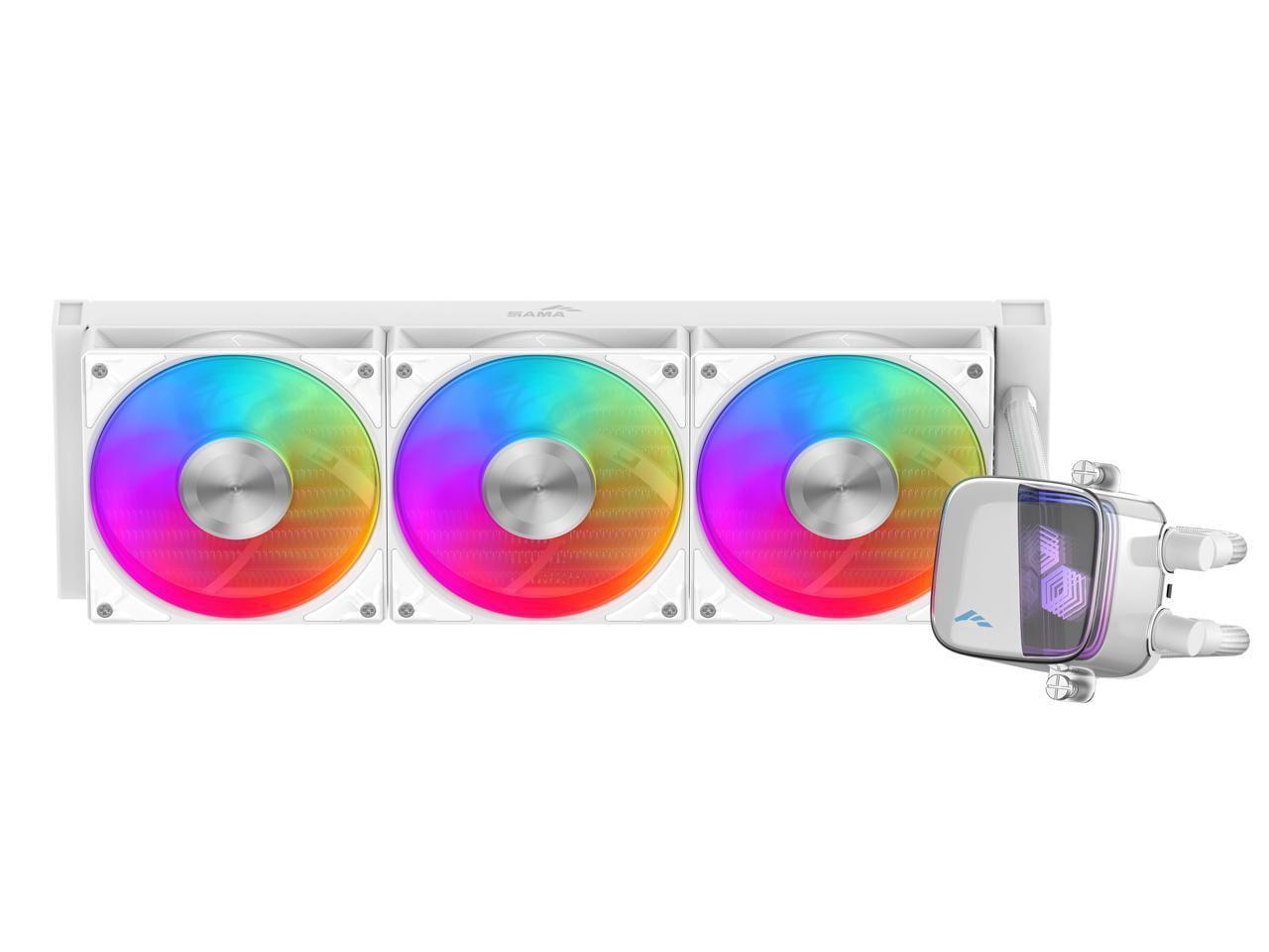 SAMA L70 360mm Liquid CPU Cooler AIO Cooler with ARGB Infinity Mirror Effect 3x120mm ARGB Light Sync with Motherboard PWM 28mm Fans Low-Noise for AMD AM4/AM5, Intel LGA 1700/1150/1151/1200/1851