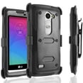 thumbnail image 1 of LG Sunset Case, LG Leon Case, LG Risio Case, [SUPER GUARD] Dual Layer Protection With [Built-in Screen Protector] Holster Locking Belt Clip+Circle(TM) Stylus Touch Screen Pen (Black), 1 of 7