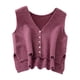 thumbnail image 4 of Suéter de mujer, chaleco para damas, jerseys de punto, cómodos, casuales, cuello en V, sencillo Uva morada, 4 of 9