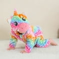 thumbnail image 6 of QEFJNO Newborn Infant Girls Cartoons Unicorn Romper Baby Winter Flannel Playsuit Toddler Hoodie Romper Jumpsuit with Zipper, 6 of 9