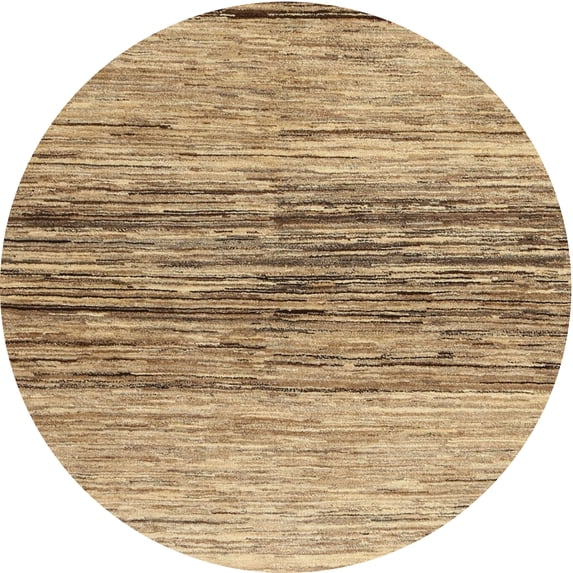 Ahgly Company Indoor Round Contemporary Light Brown Abstract Area Rugs, 6' Round