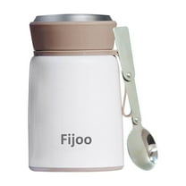 Best Stainless Steel Soup Thermo Food Jar   Folding Spoon - Triple Wall Vacuum Insulated - Hot Soup & Cold Meals Storage Container Jar - Kid's School Lunch, No Leaks, BPA Free (White, 16 OZ / 500 ML)
