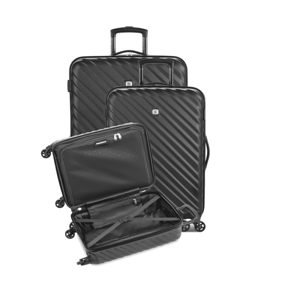 SwissGear Lightweight Expandable Spinner, Black Wave, 3-Piece Set