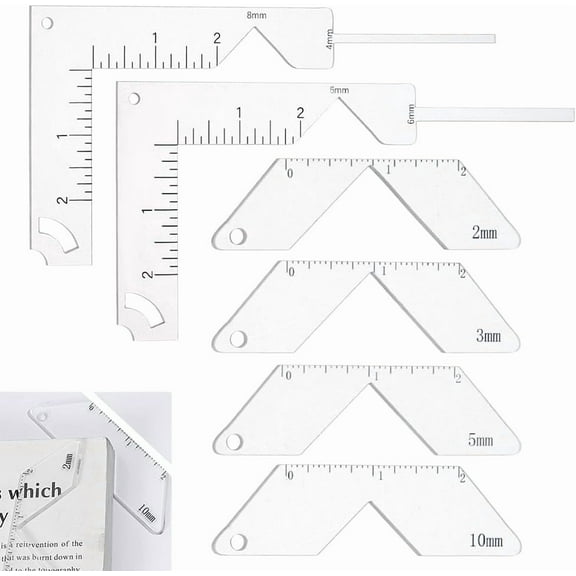 6Pcs Acrylic Corner Miter Tool for Bookbinding 2/3/5/6/8/10mm Clear Book Cover Guide Ruler Books Binding Corner Cutting Set Bookbinding Corners Jig Tool for Making Book Cover Corners Cutting diy