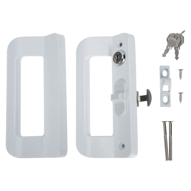 1 juego de cerradura de puerta corrediza de aleación de aluminio, manija de puerta corrediza de vidrio, cerradura de puerta resistente