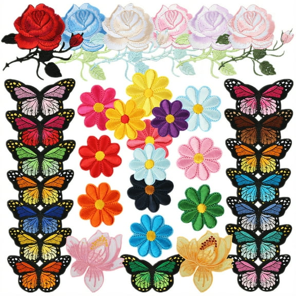 AUQ 36 Pcs Iron on Patches,Popular Fashion Patches,Cotton Fabric Iron on Patch