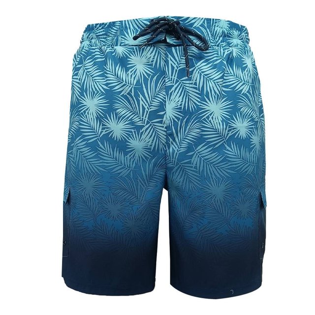 Traje de Baño Op Talla CH con Degradado y Palmeras Azul Rey