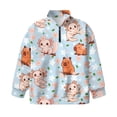 thumbnail image 4 of Uorisanigo Girls Half Zip Collar Sweatshirts Fall Fashion Axolotl Capybara Long Sleeve Pullover Crop Tops Oversized Teen Girls Pullover Jackets for Vacation Shopping Exercise Wear, 4 of 7