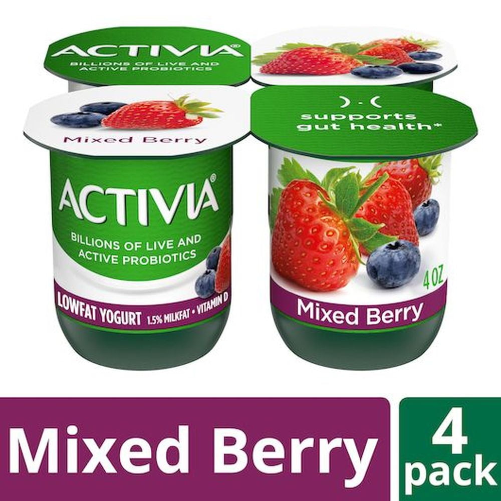 Activia Low Fat Mixed Berry Yogurt, 4 Ounce -- 24 per Case.