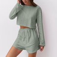 thumbnail image 4 of SAZBJOJN Pajamas for Women Set 2 Piece Simple Long Sleeve Top And Shorts Comfy Sleepwear Set Casual Soft Breathable Loose Loungewear Womens Pajama Sets Green Size M, 4 of 6