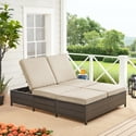 Mainstays Outdoor Patio Double Chaise Lounge Bench (Tan)