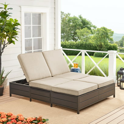 Mainstays Outdoor Patio Double Chaise Lounge Bench