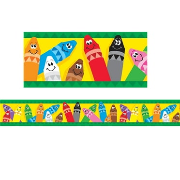 TREND Crayons Bolder Bulletin Board Border Strips, Multicolor