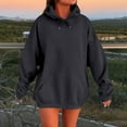 thumbnail image 2 of Kopltyrfg Oversized Hoodie for Women Trendy Hoodies Basic Solid Sweatshirts with Pocket Fleece Pullover Fashion Casual Tops Dark Gray L, 2 of 6