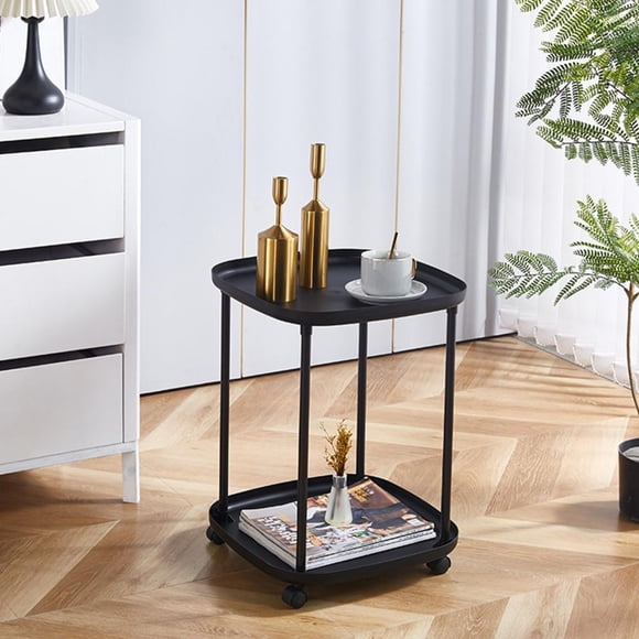 Rolling Storage Cart with Wheels, Multifunctional Side Table for Bedroom, Living Room, Office, Easy Assembly Required
