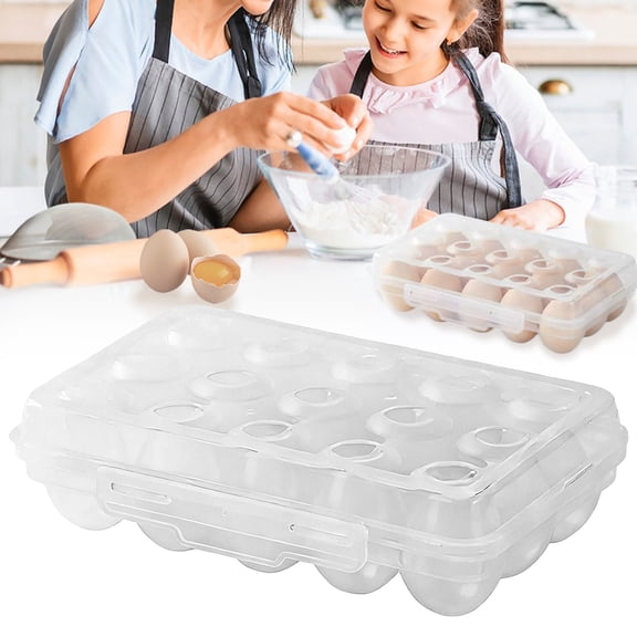 1PC Egg Holder Camping, Egg Holder for Fridge, Clear Egg Container for Fridge With Lid, Stackable Egg Storage with Safety Buckle, Eggs 24 Count, Clear White (A)