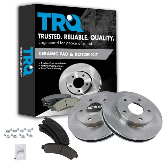 TRQ Front Brake Pad & Rotor Kit Brake Pads Brake Rotor Ceramic Fits Select 1997-2005 Chevrolet Blazer 1998-2004 S10 1997-2001 GMC Jimmy Sonoma 1998-2000 Isuzu Hombre Oldsmobile Bravada