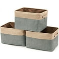 thumbnail image 1 of Sturdy Metal Rod Frame Storage Basket For Living Room And Playroom, Canvas Fabric Organizer With Handles (Pack Of 3), 1 of 4