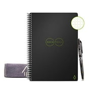 Angle View: Rocketbook Smart Reusable Notebook - Dot-Grid Eco-Friendly Notebook with 1 Pilot Frixion Pen & 1 Microfiber Cloth Included - Infinity Black Cover, Letter Size (8.5" x 11")
