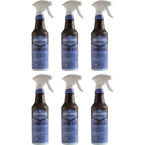 6-pack Santeen Products Chrome & Tile Cleaner Spray - Dissolves Lime, Rust, Hard Water - 6 Pack, 22 oz — Household & Commercial Use, Effective Formula