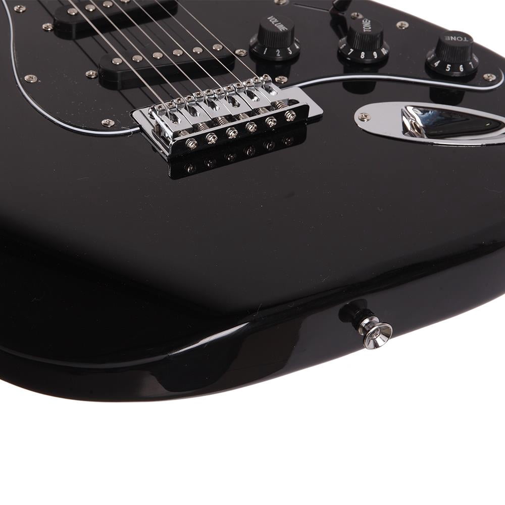 Glarry 22 Frets Basswood Beginner Electric Guitar with Accessories, Black