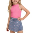 thumbnail image 2 of Amidoa Girls 2 Piece Outfits Summer Clothes Tank Top Floral Print Sleeveless Solid Color Cute T-Shirt and Casual Shorts Kids Clothing Sets Hot Pink Size 4T, 2 of 9