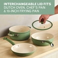 thumbnail image 3 of Farberware TrueCook 12pc Ceramic Cookware Set, Dishwasher and Oven Safe, Green, 3 of 18
