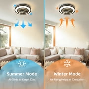 WUTGHUI RGB Ceiling Fans with Lights 20 Fandelier Low Profile Smart Ceiling Fan with Light, Flush Mount Ceiling Fan Light with Remote/APP /Alexa Voice Control/Google Home
