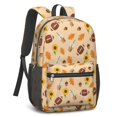 thumbnail image 1 of Football Coffee Cup Orange Pattern 17" Waterproof Oxford School Backpacks for Teens, S-Shape Padded Straps, for School, Travel, Hiking, Camping, 1 of 2