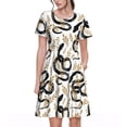 thumbnail image 1 of Bixox Robe d'Été à Manches Courtes pour Femmes Robe Ample Longueur Genou avec Poches-Serpent, 1 of 7