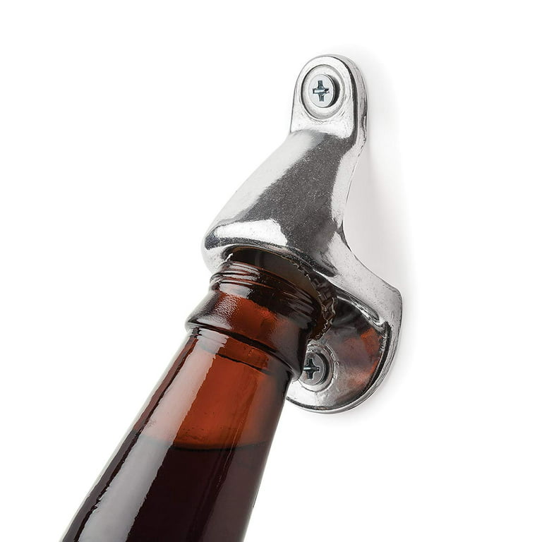 HIC Wall Mount Bottle Opener - Remove Beer or Soda Pop Bottle Top Caps with  Ease