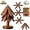 Brown-3PCS A3, variant on Minibee Tree Trivet Set – 5 Wooden Trivets & 1 Stand Stored, Foldable Natural Tree Trivet Set for Hot Dishes, Pots, and Bowlsa